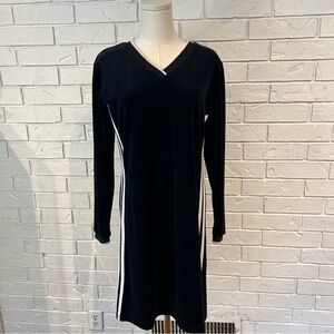 Vintage 90s y2k GW Sport Black Velour Bodycon Dress Womens L